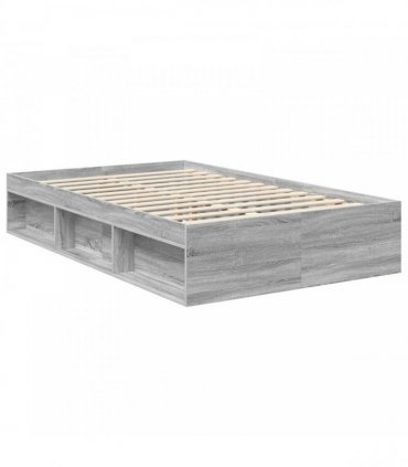 vidaXL Bed Frame Grey sonoma 120 x 200 cm Solid Pine Wood