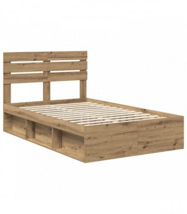 vidaXL Bed Frame Artisan oak 120 x 200 cm Solid Pine Wood