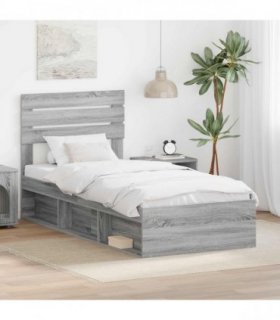vidaXL Bed Frame Grey sonoma 100 x 200 cm Solid Pine Wood