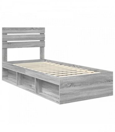 vidaXL Bed Frame Grey sonoma 100 x 200 cm Solid Pine Wood
