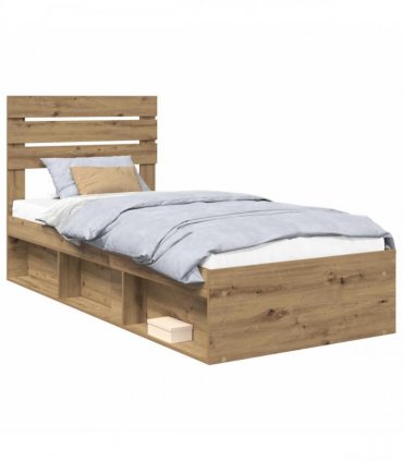 vidaXL Bed Frame Artisan oak 90 x 200 cm Solid Pine Wood