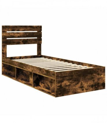 vidaXL Bed Frame Smoked oak 90 x 190 cm Solid Pine Wood
