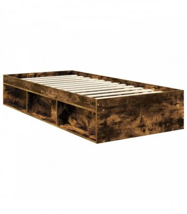 vidaXL Bed Frame Smoked oak 90 x 190 cm Solid Pine Wood