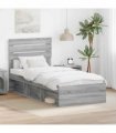 vidaXL Bed Frame Grey sonoma 90 x 190 cm Solid Pine Wood