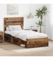 vidaXL Bed Frame with Headboard Old Wood 90 x 190 cm Solid Pine Wood
