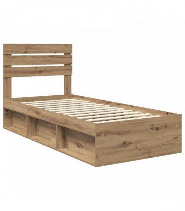 vidaXL Bed Frame Artisan oak 90 x 190 cm Solid Pine Wood