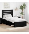vidaXL Bed Frame Black Oak 75 x 190 cm Solid Pine Wood