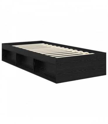 vidaXL Bed Frame Black Oak 75 x 190 cm Solid Pine Wood