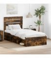vidaXL Bed Frame Smoked oak 75 x 190 cm Solid Pine Wood