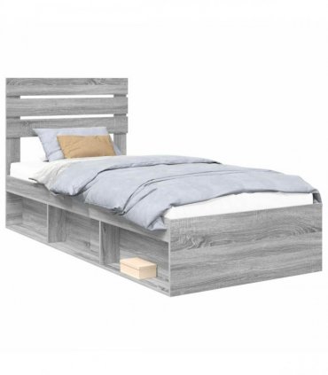 vidaXL Bed Frame Grey sonoma 75 x 190 cm Solid Pine Wood