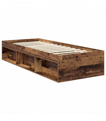 vidaXL Bed Frame with Headboard Old Wood 75 x 190 cm Solid Pine Wood