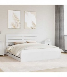 vidaXL Bed Frame with Drawer White 180 x 200 cm Engineer Wood