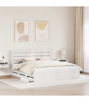vidaXL Bed Frame with Drawer White 180 x 200 cm Engineer Wood