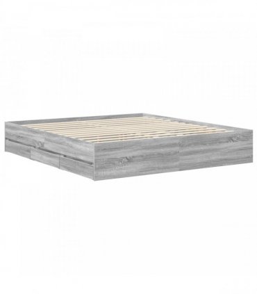 vidaXL Bed Frame with Drawer Grey Sonoma 180 x 200 cm Engineer Wood