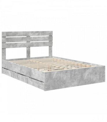 vidaXL Bed Frame with Drawer Concrete Grey 150 x 200 cm Engineer Wood