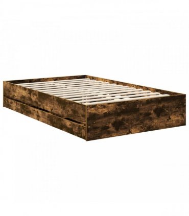 vidaXL Bed Frame with Drawer Smoked Oak 120 x 200 cm Engineer Wood