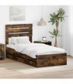 vidaXL Bed Frame with Drawer Smoked Oak 90 x 200 cm Engineer Wood