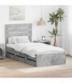vidaXL Bed Frame with Drawer Concrete Grey 90 x 190 cm Engineer Wood