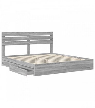 vidaXL Storage Bed Grey Sonoma 200 x 200 cm Engineered Wood