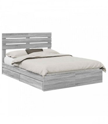 vidaXL Storage Bed Grey Sonoma 160 x 200 cm Engineered Wood
