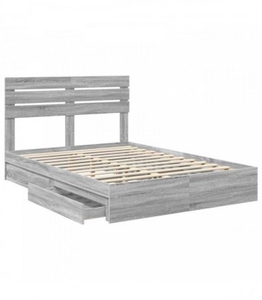 vidaXL Storage Bed Grey Sonoma 160 x 200 cm Engineered Wood