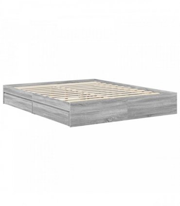 vidaXL Storage Bed Grey Sonoma 160 x 200 cm Engineered Wood