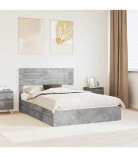 vidaXL Storage Bed Concrete Grey 150 x 200 cm Engineered Wood