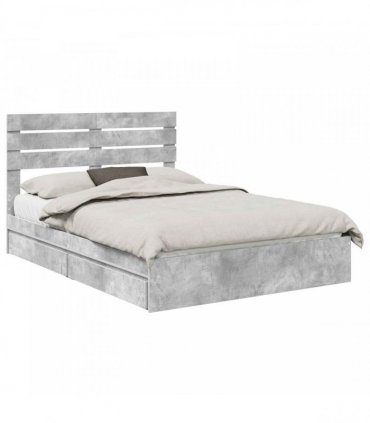 vidaXL Storage Bed Concrete Grey 150 x 200 cm Engineered Wood
