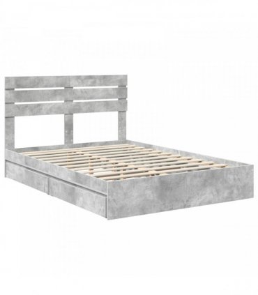 vidaXL Storage Bed Concrete Grey 150 x 200 cm Engineered Wood