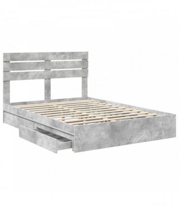 vidaXL Storage Bed Concrete Grey 150 x 200 cm Engineered Wood