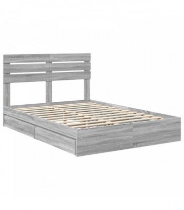 vidaXL Storage Bed Grey Sonoma 150 x 200 cm Engineered Wood