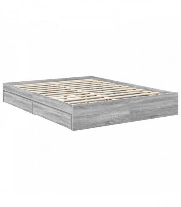 vidaXL Storage Bed Grey Sonoma 150 x 200 cm Engineered Wood