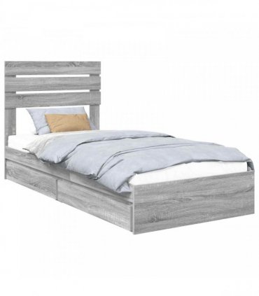 vidaXL Storage Bed Grey Sonoma 100 x 200 cm Engineered Wood