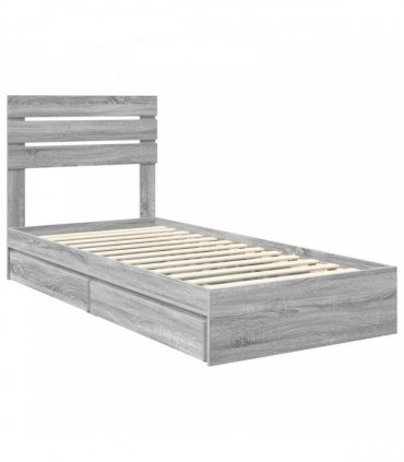 vidaXL Storage Bed Grey Sonoma 100 x 200 cm Engineered Wood