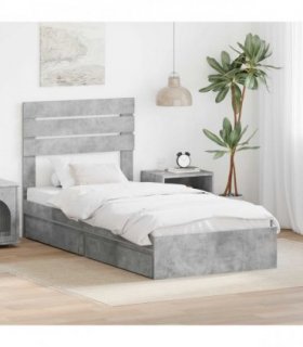 vidaXL Storage Bed Concrete Grey 90 x 190 cm Engineered Wood