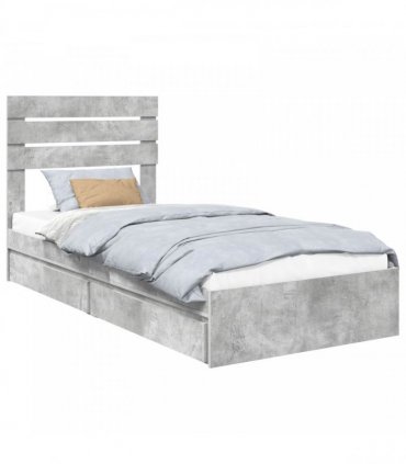 vidaXL Storage Bed Concrete Grey 90 x 190 cm Engineered Wood