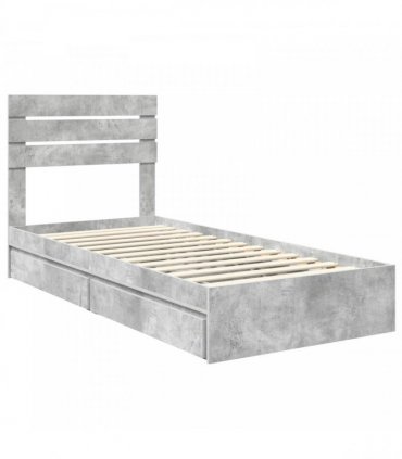 vidaXL Storage Bed Concrete Grey 90 x 190 cm Engineered Wood