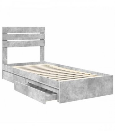 vidaXL Storage Bed Concrete Grey 90 x 190 cm Engineered Wood