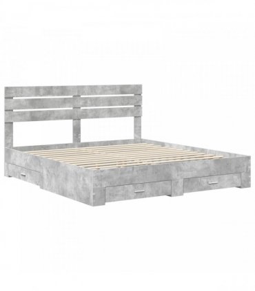 vidaXL Bed Frame Concrete Grey 200 x 200 cm Engineered Wood