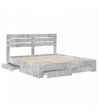 vidaXL Bed Frame Concrete Grey 200 x 200 cm Engineered Wood
