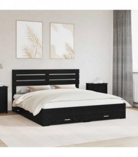vidaXL Bed Frame with Drawer Black Oak 180 x 200 cm Engineered Wood