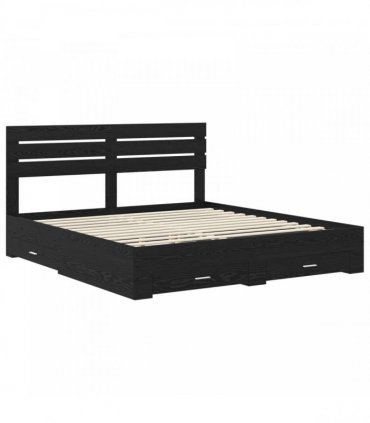 vidaXL Bed Frame with Drawer Black Oak 180 x 200 cm Engineered Wood