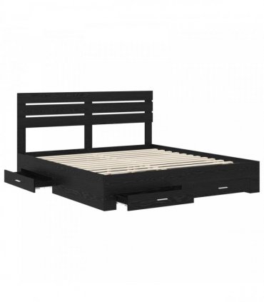 vidaXL Bed Frame with Drawer Black Oak 180 x 200 cm Engineered Wood