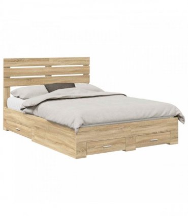 vidaXL Bed Frame with Drawer Sonoma Oak 150 x 200 cm Engineered Wood