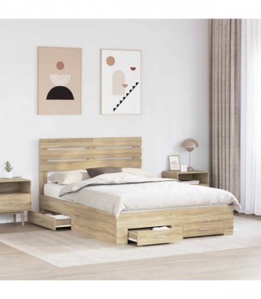 vidaXL Bed Frame with Drawer Sonoma Oak 150 x 200 cm Engineered Wood