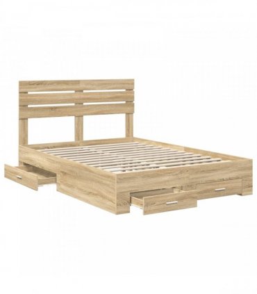 vidaXL Bed Frame with Drawer Sonoma Oak 150 x 200 cm Engineered Wood
