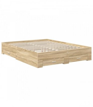 vidaXL Bed Frame with Drawer Sonoma Oak 150 x 200 cm Engineered Wood