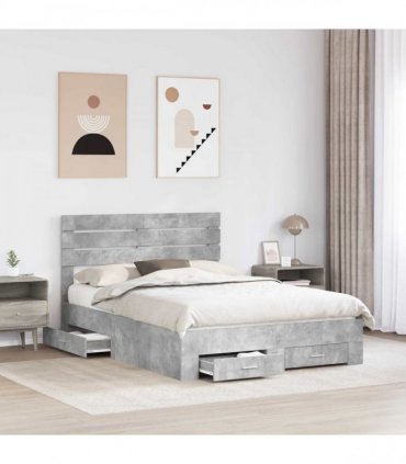 vidaXL Bed Frame Concrete Grey 150 x 200 cm Engineered Wood