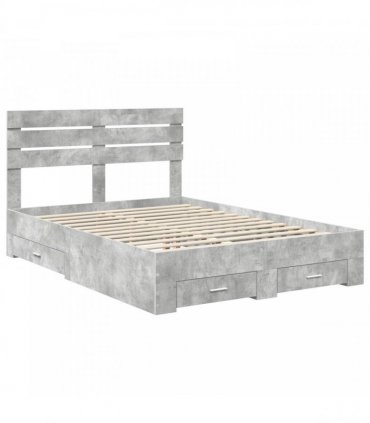 vidaXL Bed Frame Concrete Grey 150 x 200 cm Engineered Wood