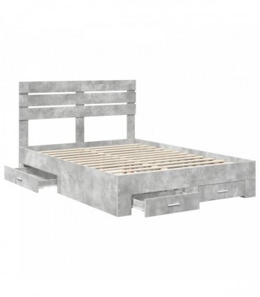 vidaXL Bed Frame Concrete Grey 150 x 200 cm Engineered Wood